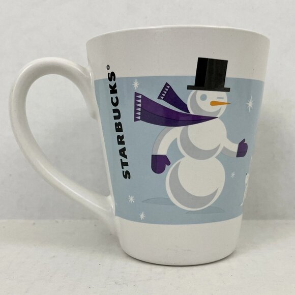 Starbucks 2011 Snowman & Bunny Winter Themed Ceramic Coffee Mug 12 Oz - Picture 2 of 6